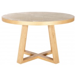 Ascot Round Dining Table Ash Veneer - Natural 120cm-GlobeWest